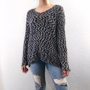 Eileen Fisher Black White Cotton Blend Sweater